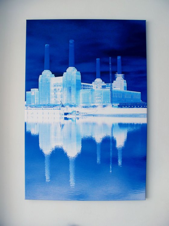 BATTERSEA BLUE ON CANVAS (LIMITED EDITION 3/10) 24" x 36" inches 40mm Border