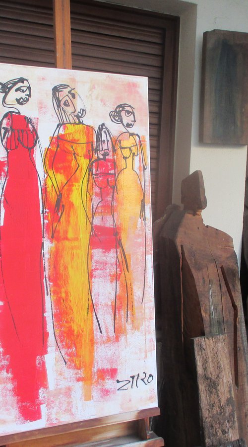 elegant girls xl Acrylpainting  19,7 x 39,4inch by Sonja Zeltner-Müller