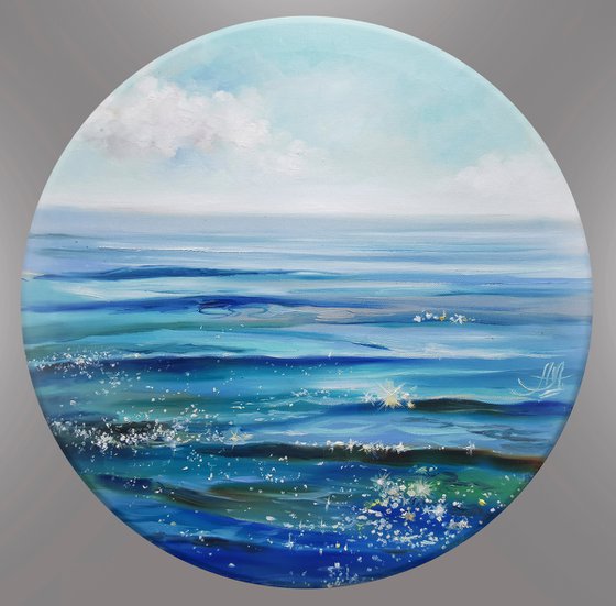 Sea painting on canvas, Seascape oil painting