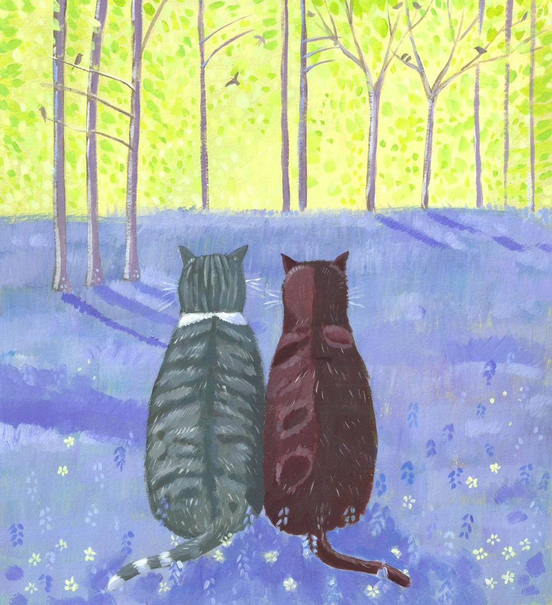 Birdwatching in the bluebells by Mary Stubberfield