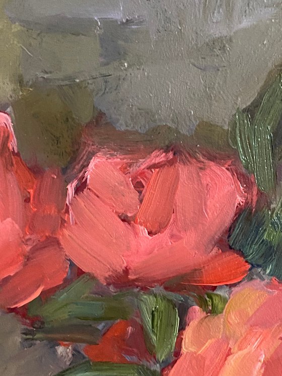 Still Life with Coral Roses