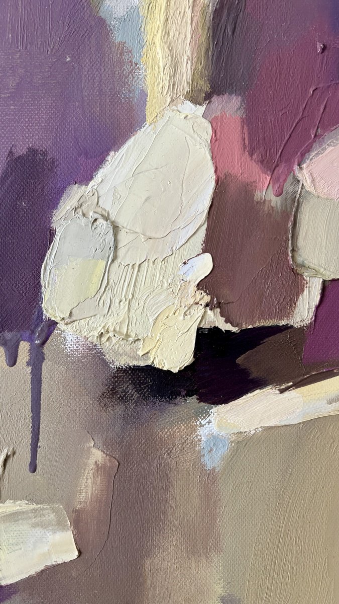 Abstract Oil Painting By Ana Saut, 27 X 26, Relaxation/Violet Abstract Painting, Original Artwork