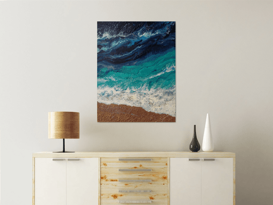 35.4" Seascape "Turquoise Waves" 70 x 90 cm