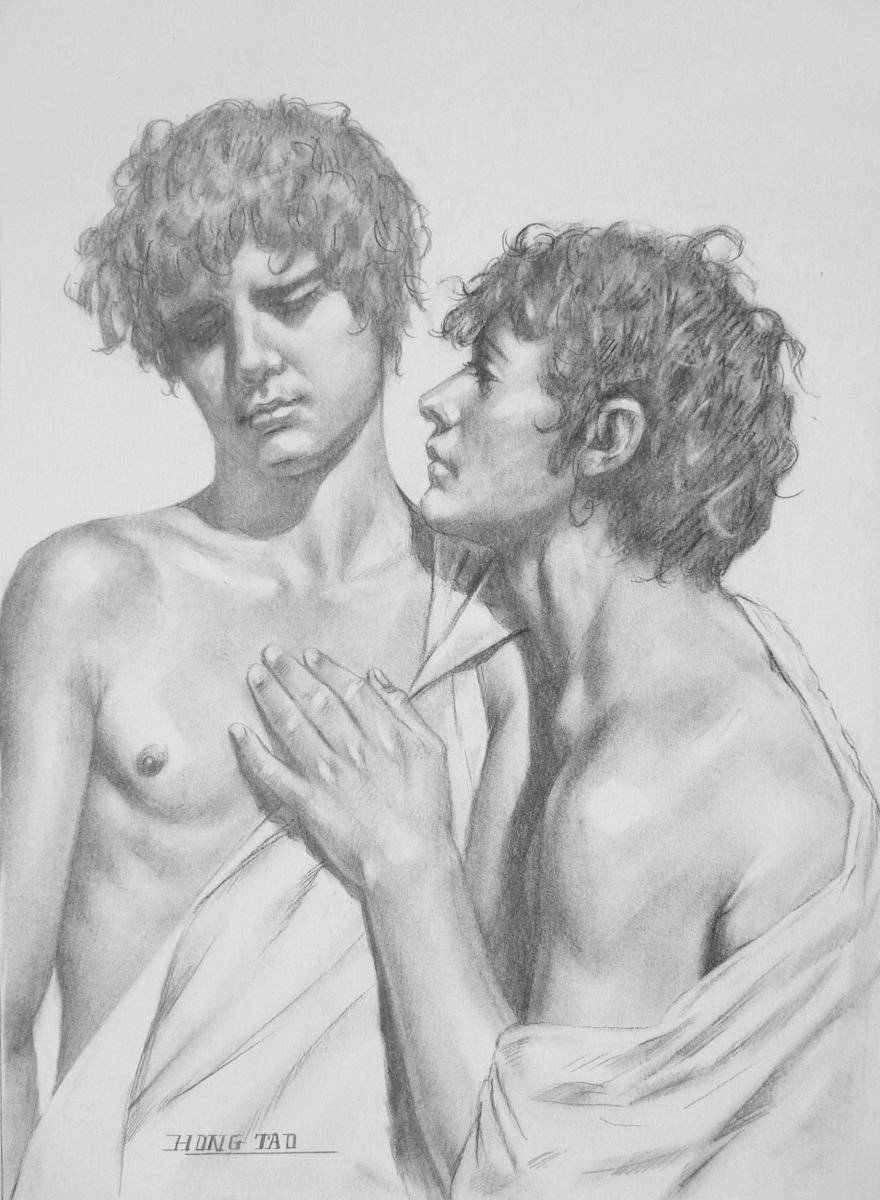 Drawing pencil male nude #16-5-24 by Hongtao Huang
