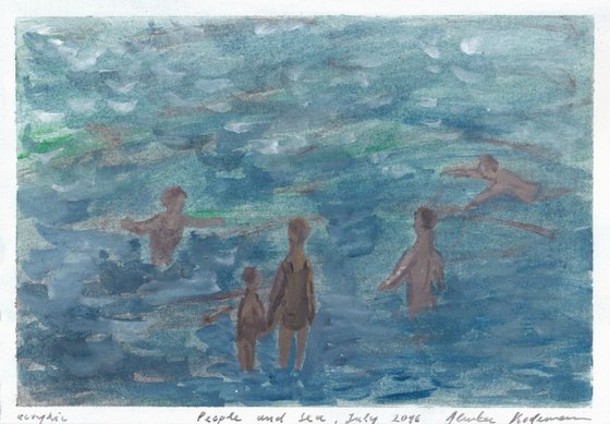 People and Sea II, July 2016, acrylic on paper, 20 x 28,6 cm