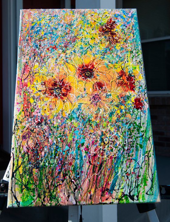 Tall Grass Splatter Floral Abstract  #3 by Olena Art