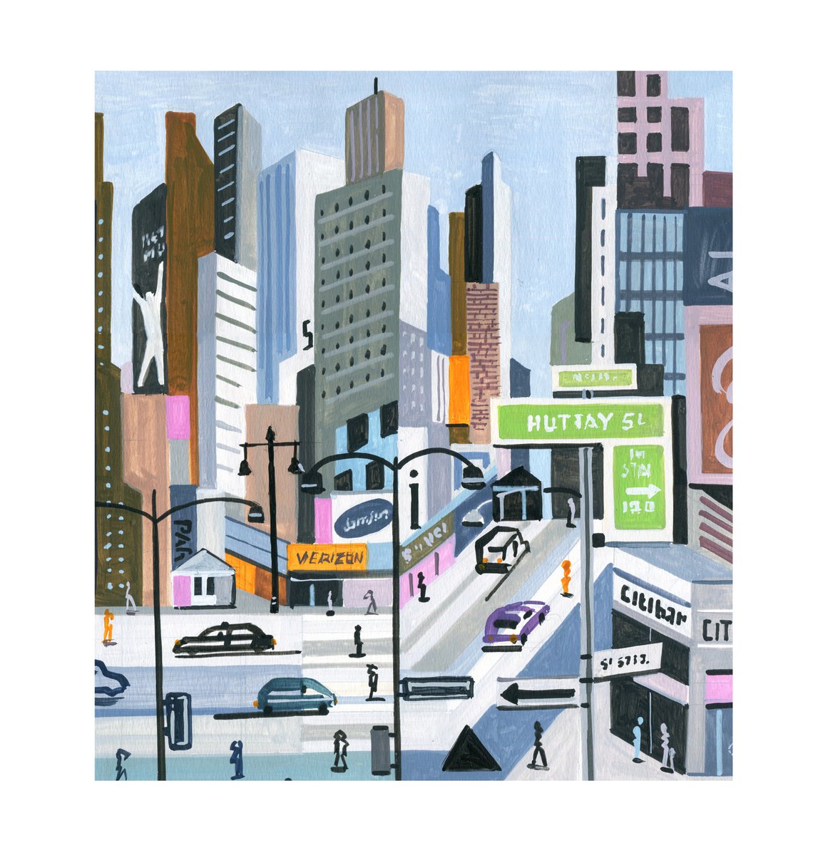 Urban And Pop Acrylic Painting , Newyork_Streetviews-Serie3-48 By Andre Baldet, 13 X 15, Artwork For Sale On Artfinder