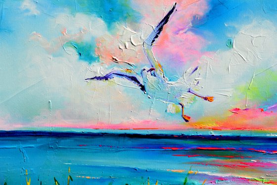 Boat and Seagulls on Seashore