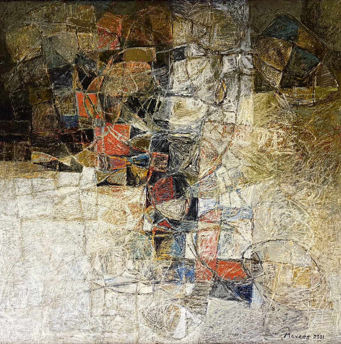 Expressive Oil Painting , Fractured Ground By Movses Poghosyan, 31 X 31, Artwork For Sale On Artfinder