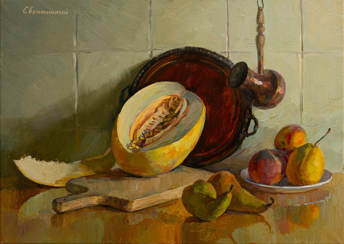 Still life with melon by Igor Sventitski