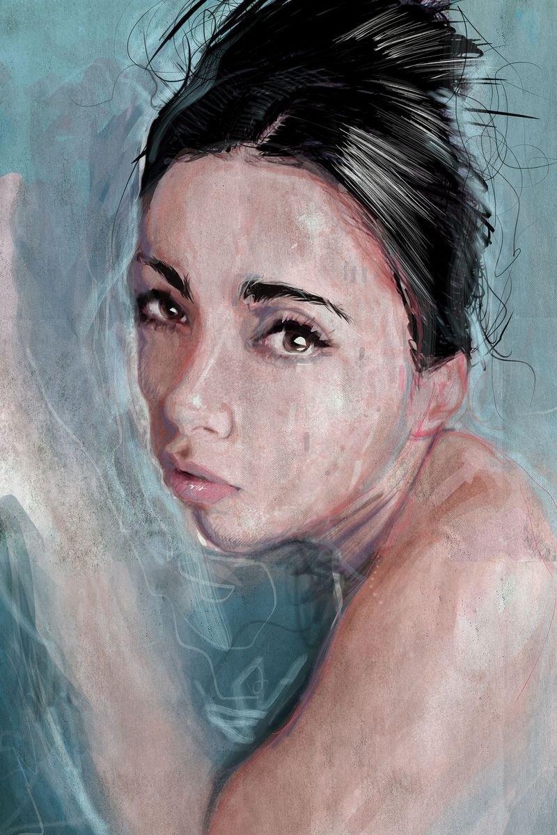 Impressionistic Portrait Acrylic Painting By Dario Moschetta, 24 X 35, Portrait 403, Original Artwork