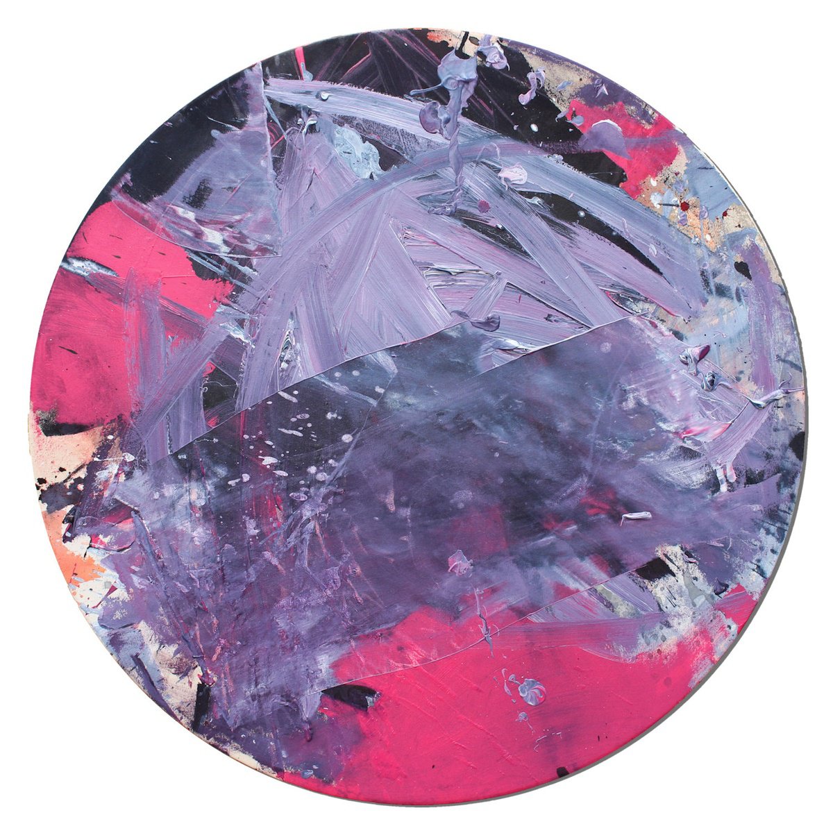 Abstract Painting By Daniela Schweinsberg, 31 X 31, Lavender Nights (Tondo), Original Artwork