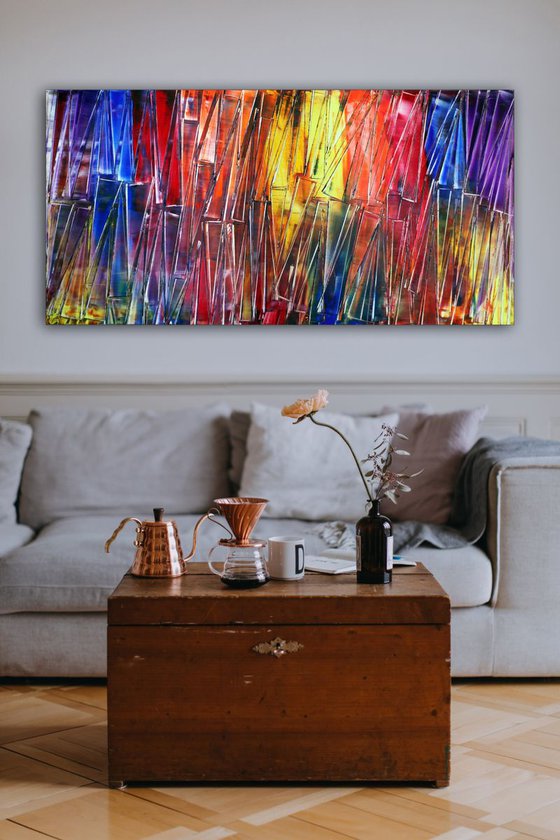 "The Piano Has Been Drinking" - FREE USA SHIPPING - Original Large PMS Oil Painting On Board - 48 x 24 inches