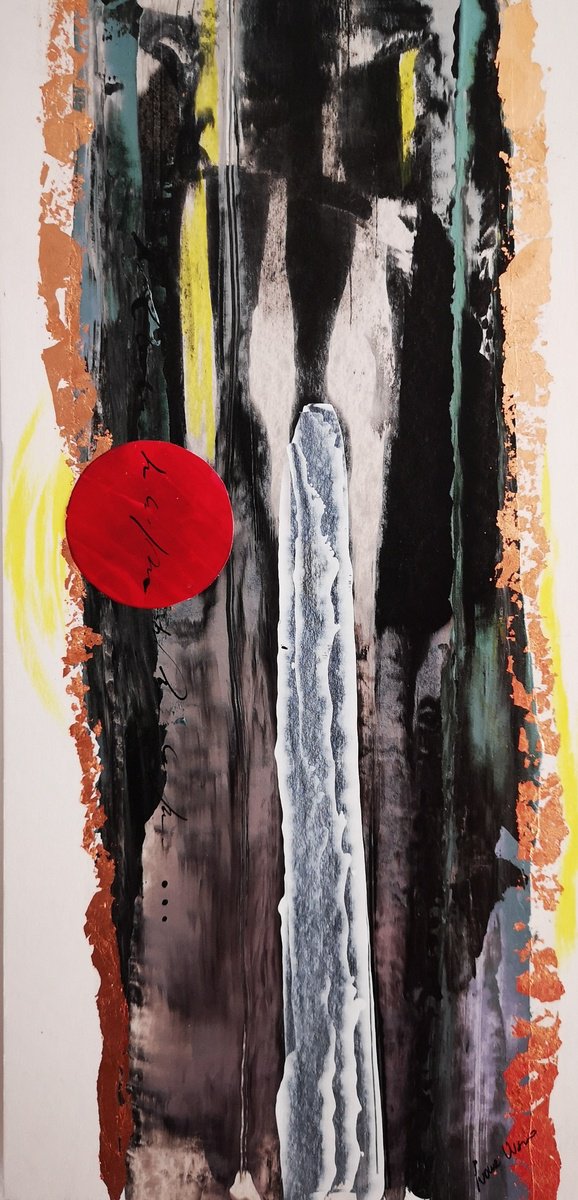 Abstract Painting By Ivana Urso, 8 X 16, In Silence, The Fire, Original Artwork