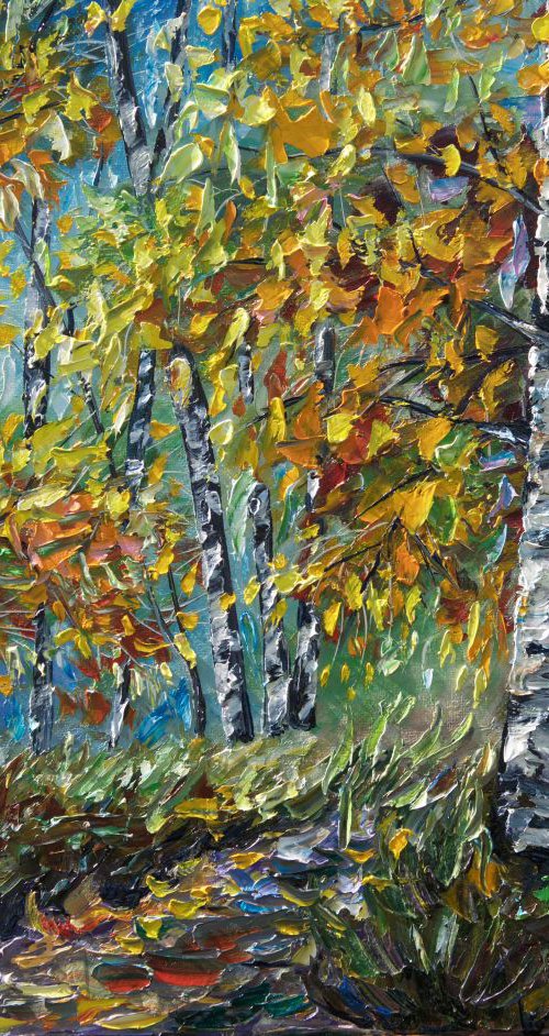 Birch Forest (PALETTE KNIFE) by Lena Owens at OLena Art