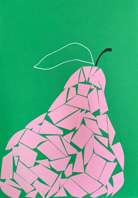 Pink Pear Paper Cutout