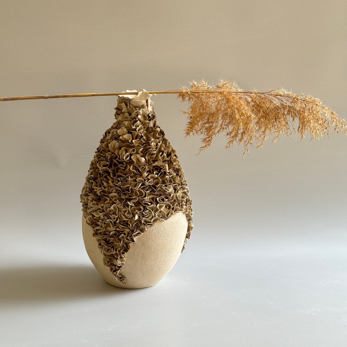 Organic Abstract Clay Sculpture By Ceramicabeli Alexandra Beliba, 8 X 11, Whispering Coral, Original Artwork