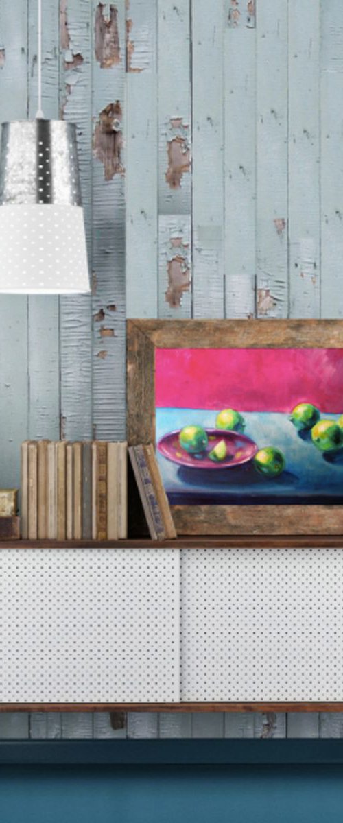 Kitchen wall decor , original artwork "Limes" by Lena Navarro