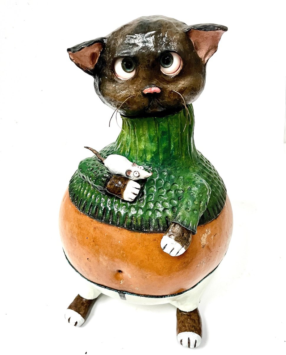 Expressive Wood Sculpture , Charlie By Eleanor Gabriel, 8 X 11, Artwork For Sale On Artfinder