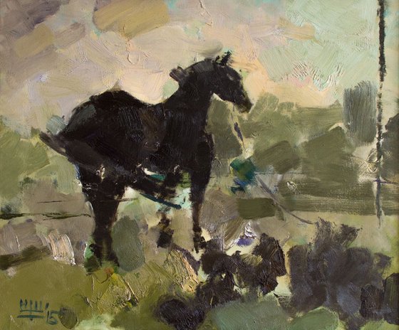 "Etude with a horse" Oil on canvas. 40x50cm. 2015.