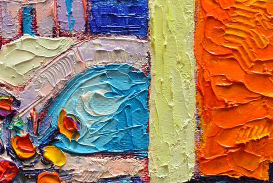 SANTORINI DREAM modern impressionist impasto palette knife oil painting