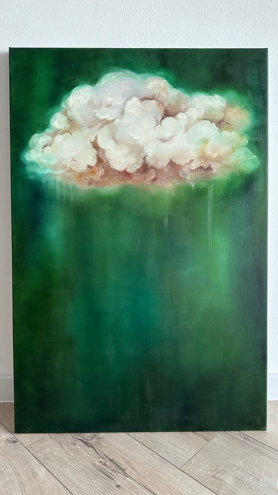 Abstract Green Cloud Modern Minimalist Nature