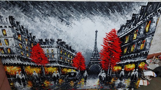 Cityscape - Paris (120x80cm, oil painting, ready to hang)
