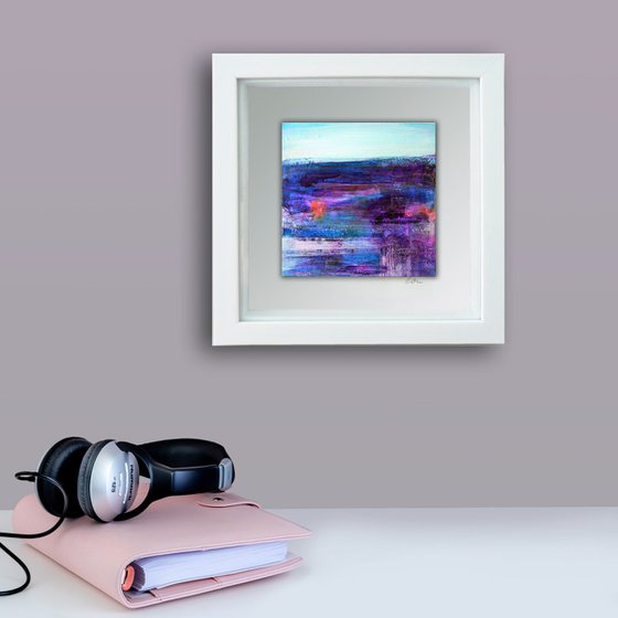 Framed ready to hang original abstract landscape - Moorland