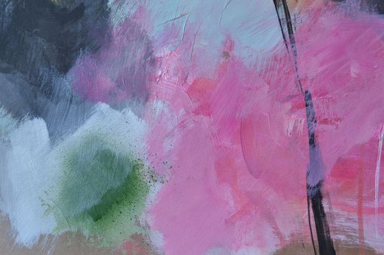 Mary's Cave -  vibrant Acrylic Abstract with pink