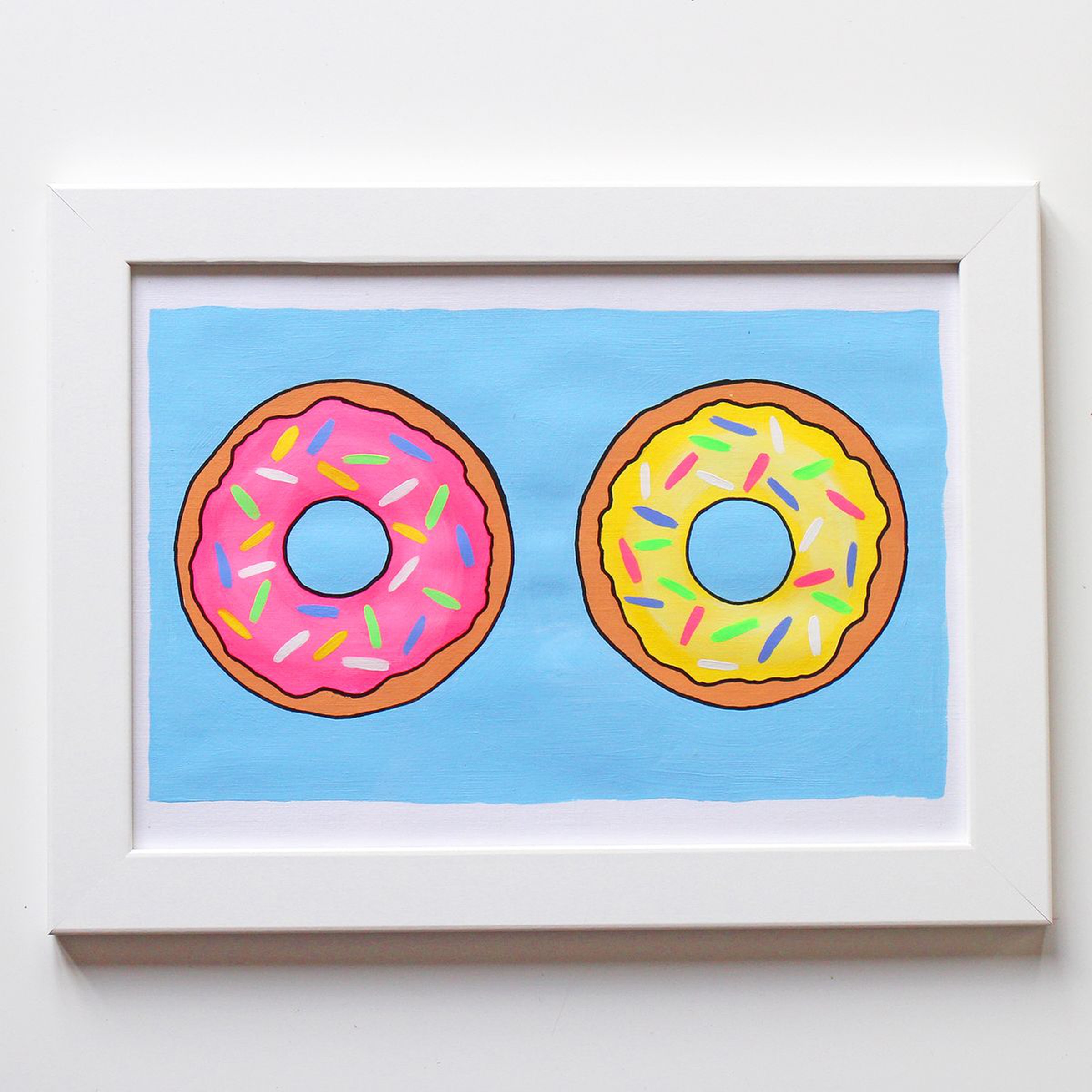 Two Donuts Pop Art Painting On A4 Paper Unfra Artfinder