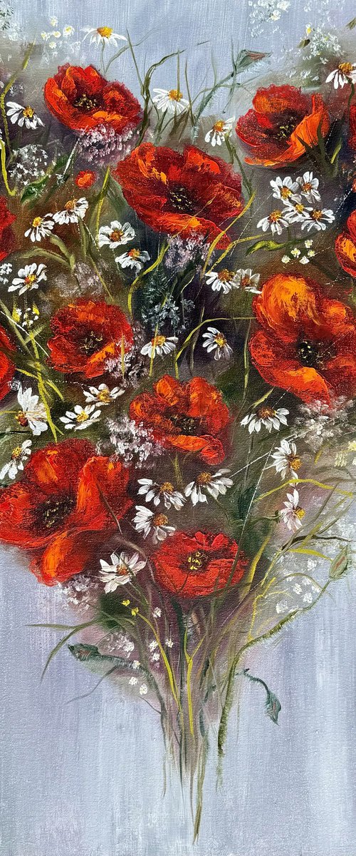 Passionate Kiss: Heart of Poppies and Daisies by Tanja Frost