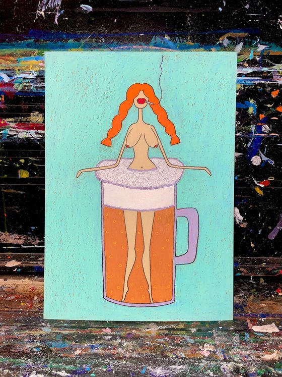 Lady in beer