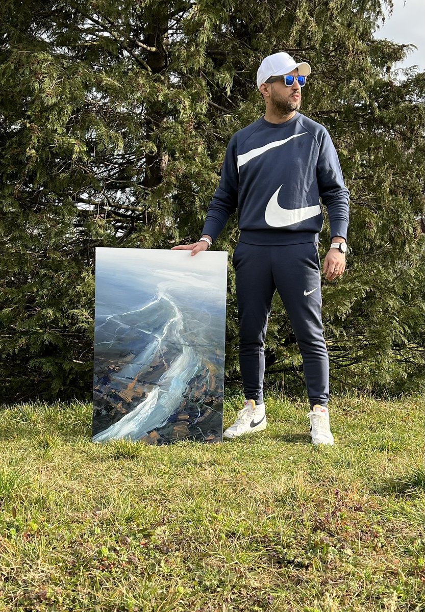 Abstract Landscape Acrylic Painting By Ivan Grozdanovski, 24 X 35, Agartha - White River , Original Artwork