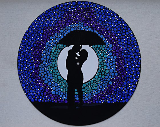 Rainy day kinda love, acrylic painting on vinyl record