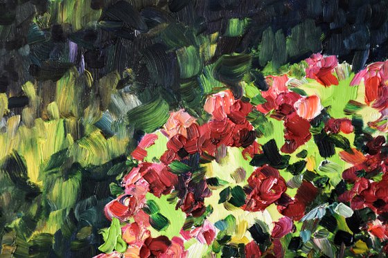 Rose garden large oil painting on canvas