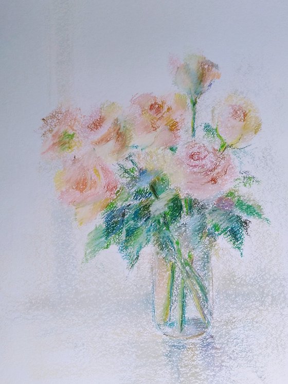 Roses. Original pastel drawing.
