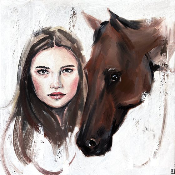 Woman with brown horse