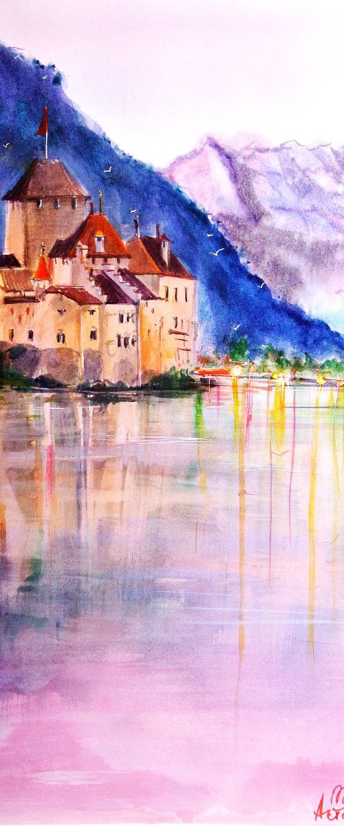 Sunset in Chillon by Ksenia Astakhova
