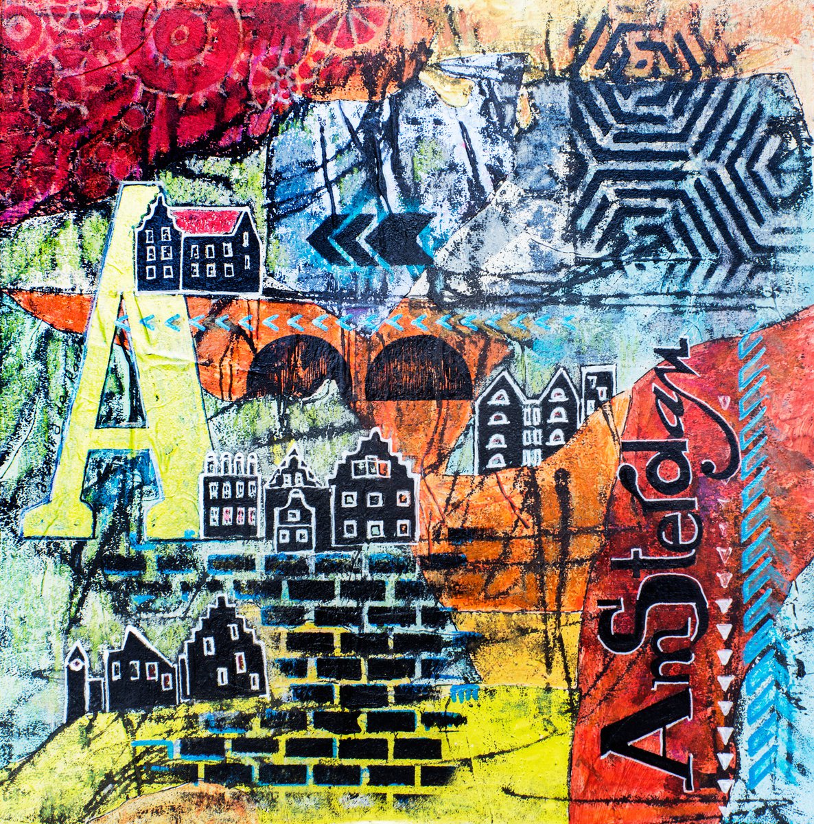 Urban And Pop Painting , Art Amsterdam By Ariadna De Raadt, 16 X 16, Artwork For Sale On Artfinder