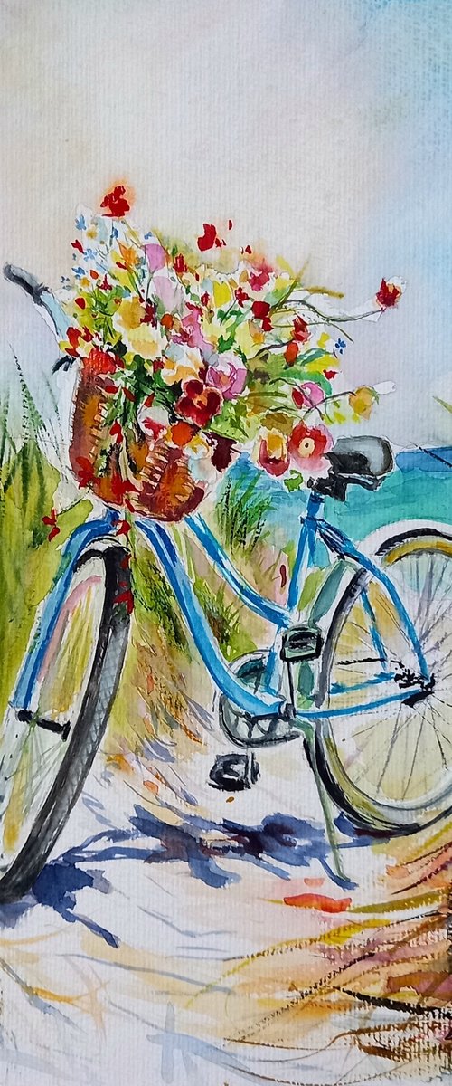 Colorful wildflowers bouquet with bycicle by Kovács Anna Brigitta