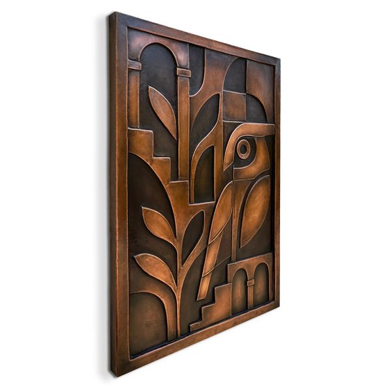 "Night Sentinel" Copper Wall Relief