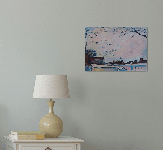 Winter sky. Acrylic on paper. 43 x 35.5 cm