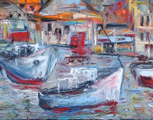 Boats. (90x30 cm) by Leo Baxiner