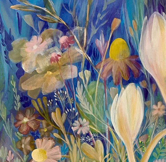 Melancholy Water Lily - Floral  Painting