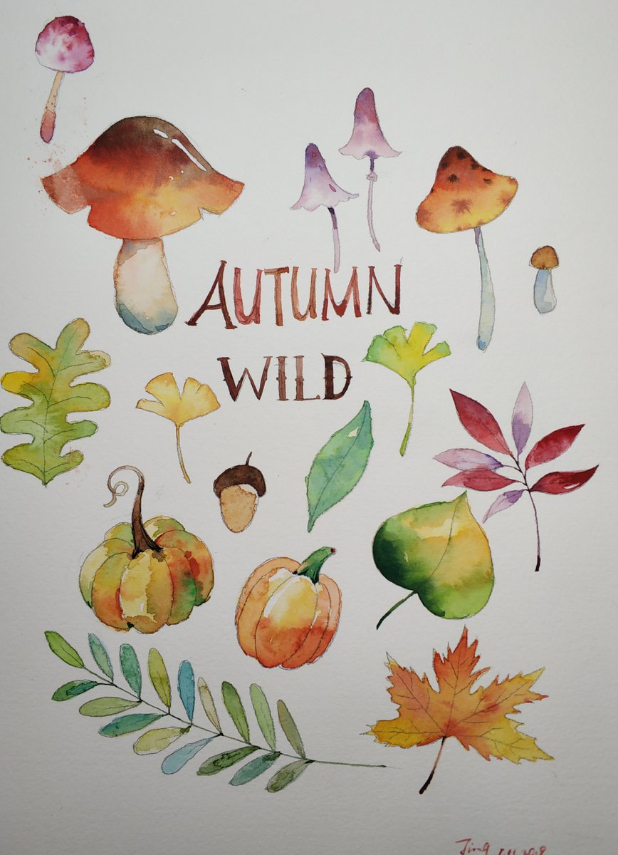Impressionistic Botanical Watercolour By Jing Chen, 11 X 15, Colours Of Autumn, Original Artwork