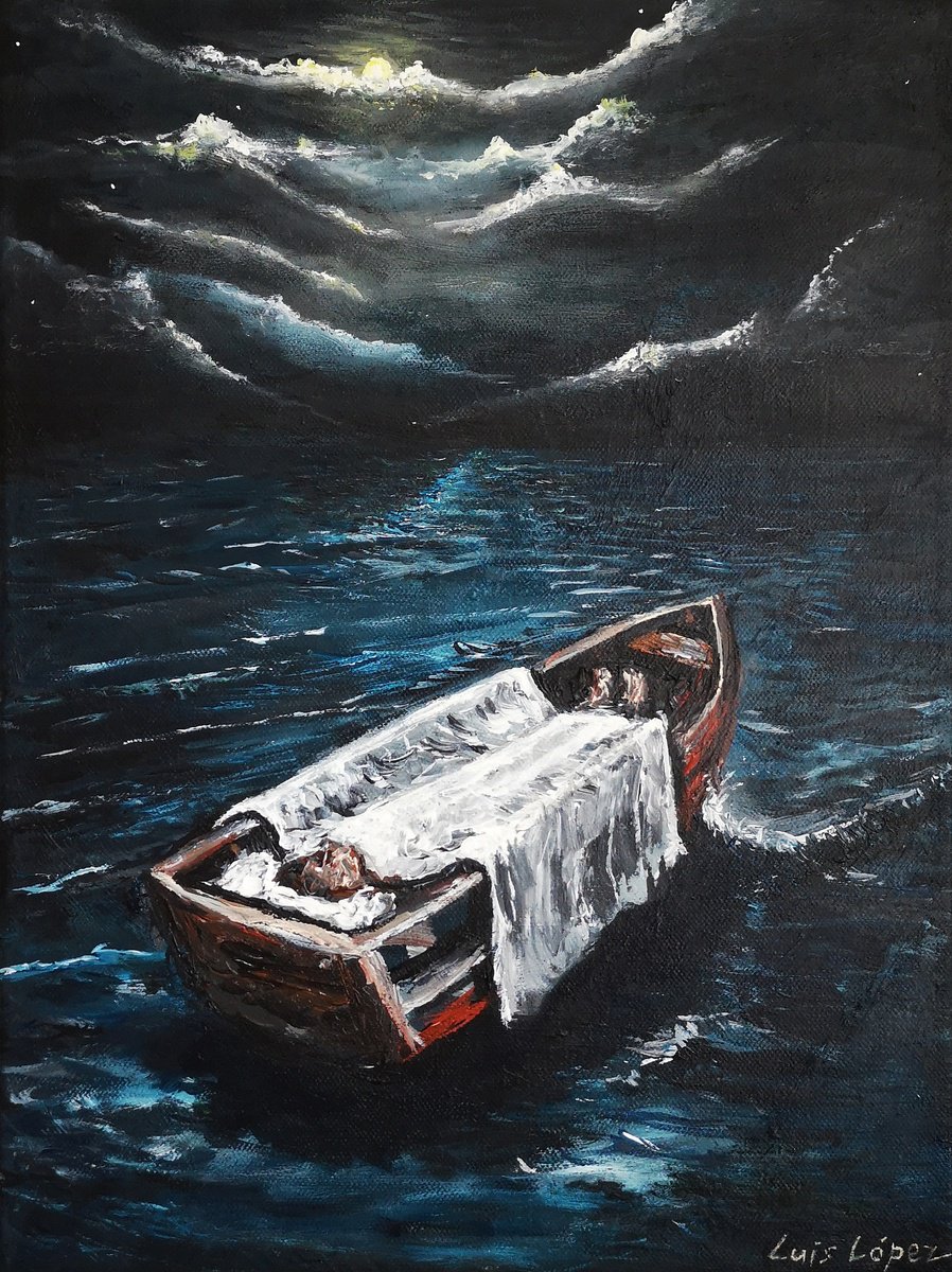 Impressionistic Portrait Acrylic Painting By Luis Lopez, 12 X 16", Tempest Breeze, Original Artwork