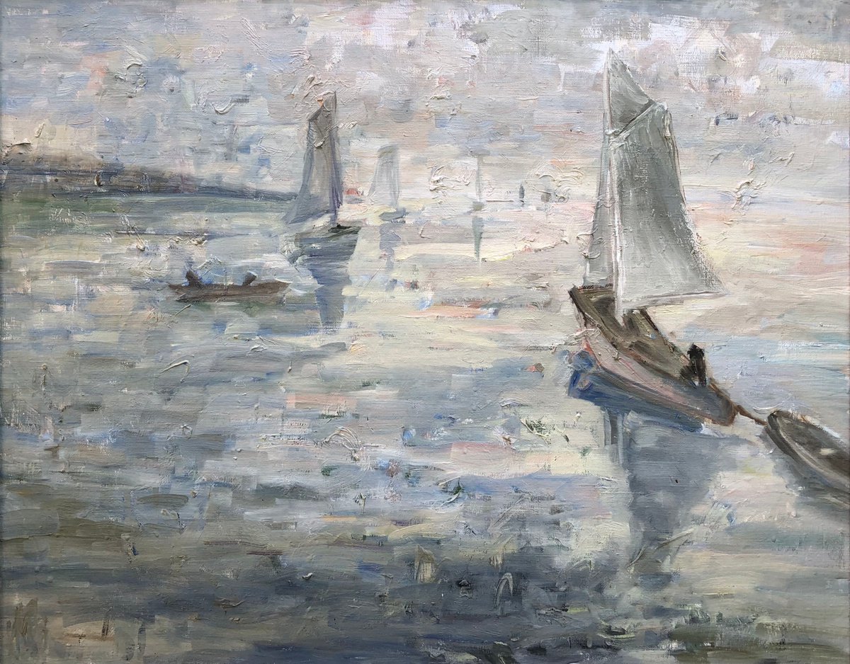 Sail boats in the sea. Bay of Naples. by Maria Zaytseva