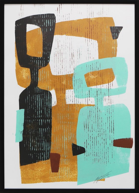 Abstract Family Portrait - Incl Frame - Art on paper - A3 - 31x43CM - Ronald Hunter 20S