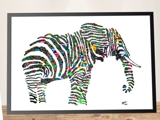 Elephant Abstract, Abstract/Conceptual, Framed Artwork, 16 x20 inches,