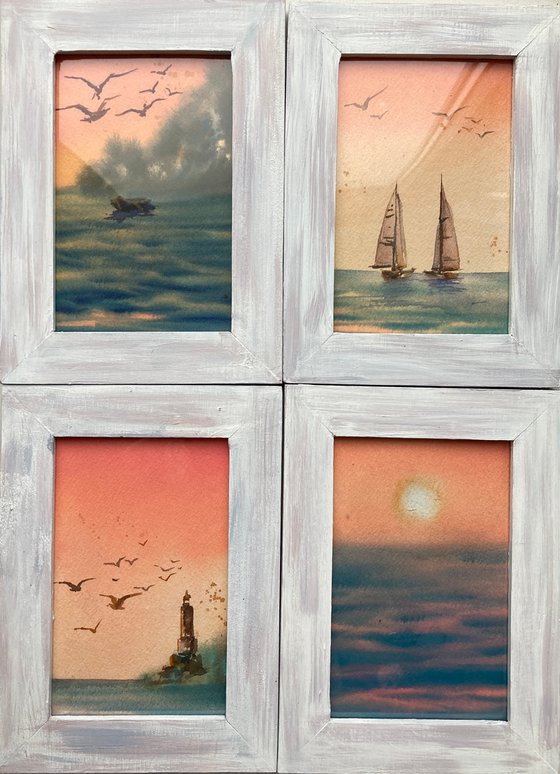 SUNSET ON THE SEA #4 - poliptych